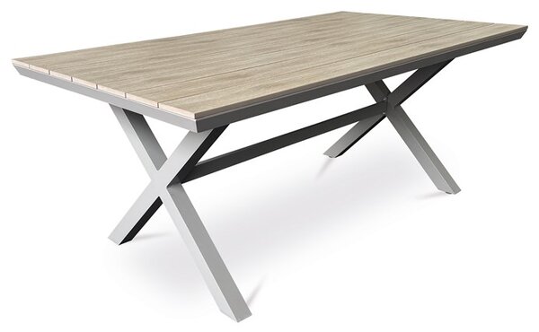 Zahradní stůl DURA – 180x100, polywood, světlý dub, hliník