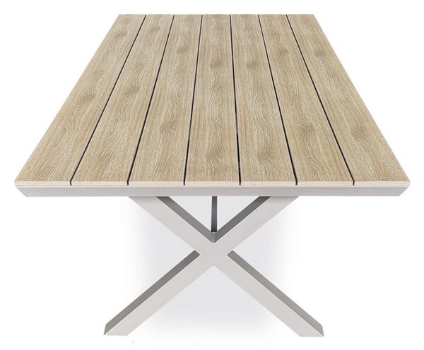 Zahradní stůl DURA – 180x100, polywood, světlý dub, hliník