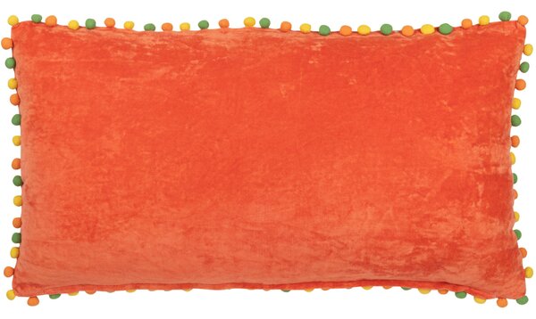 Oranžový sametový polštář J-line Florry 65 x 35 cm