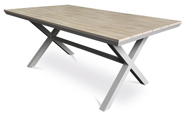 Zahradní stůl DURA – 180x100, polywood, světlý dub, hliník