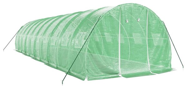 Skleník s ocelovým rámem zelený 30 m² 10 x 3 x 2 m