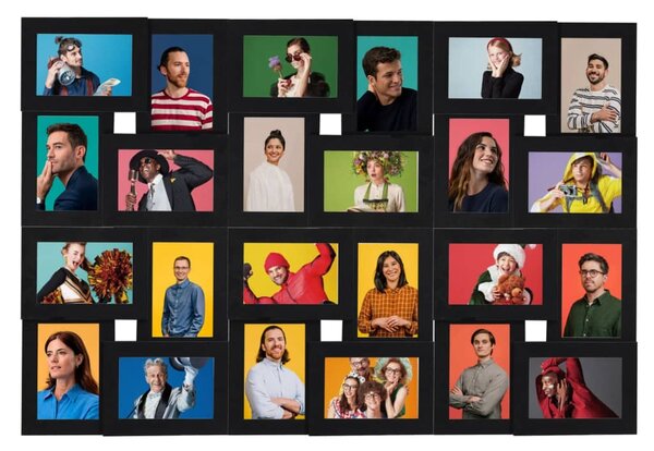 Kolážový fotorámeček na 24 obrázků (10 x 15 cm) černý MDF