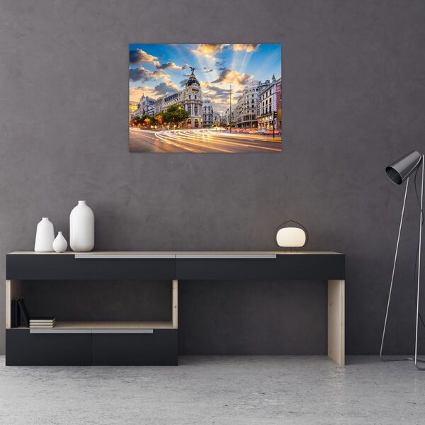 Obraz - Calle Gran Vía, Madrid, Španělsko (70x50 cm)