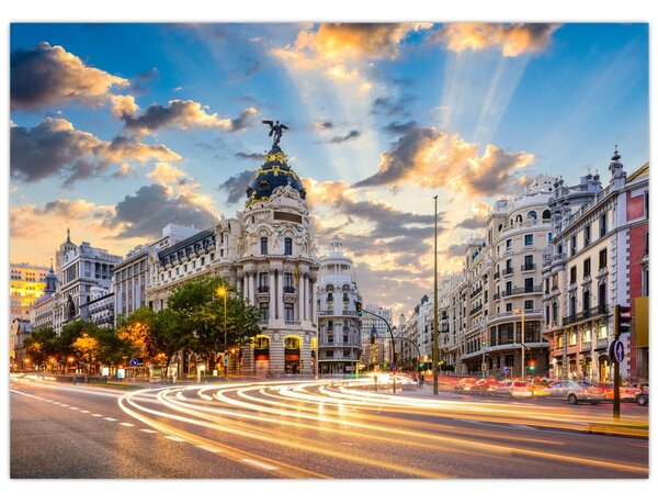 Obraz - Calle Gran Vía, Madrid, Španělsko (70x50 cm)