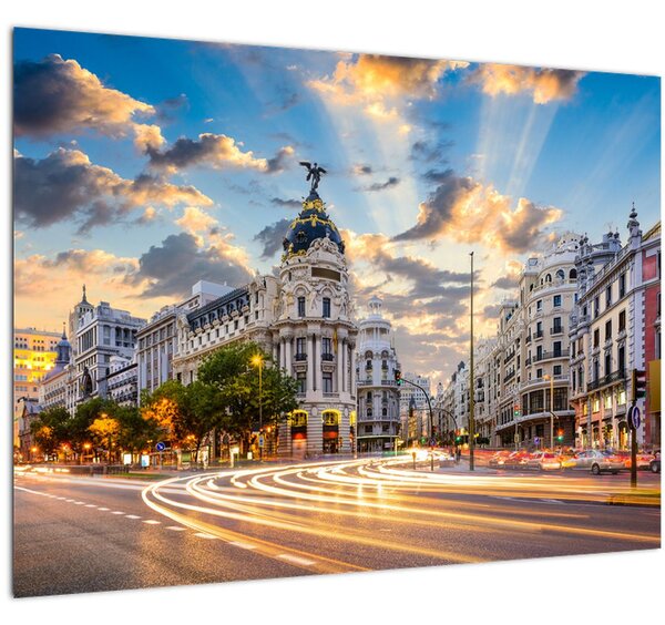 Obraz - Calle Gran Vía, Madrid, Španělsko (70x50 cm)