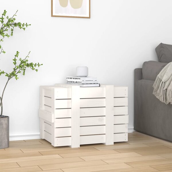Úložný box bílý 58 x 40,5 x 42 cm masivní borové dřevo
