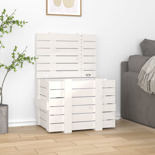 Úložný box bílý 58 x 40,5 x 42 cm masivní borové dřevo