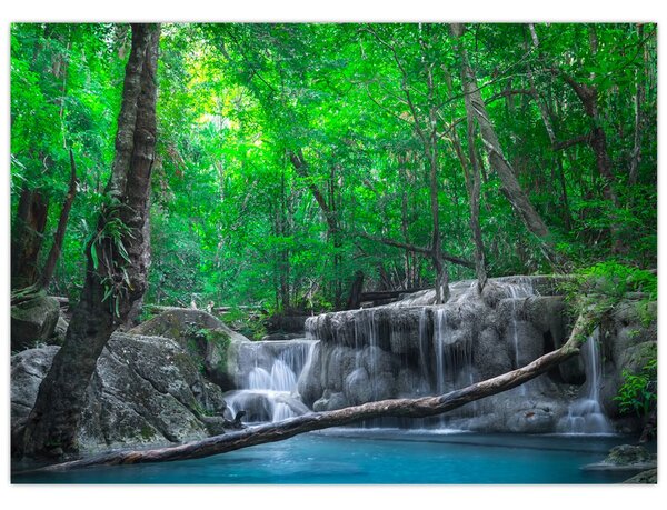 Obraz - Vodopád Erawan, Kanchanaburi, Thajsko (70x50 cm)