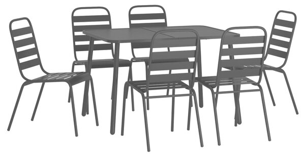 7dílný zahradní jídelní set antracitový ocel