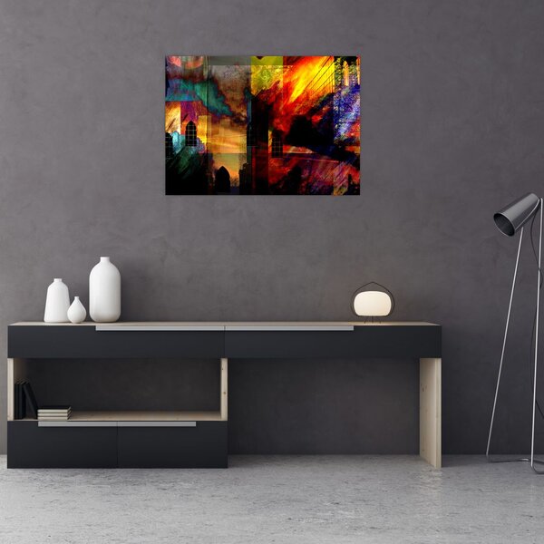 Obraz - Barevná abstrakce města (70x50 cm)