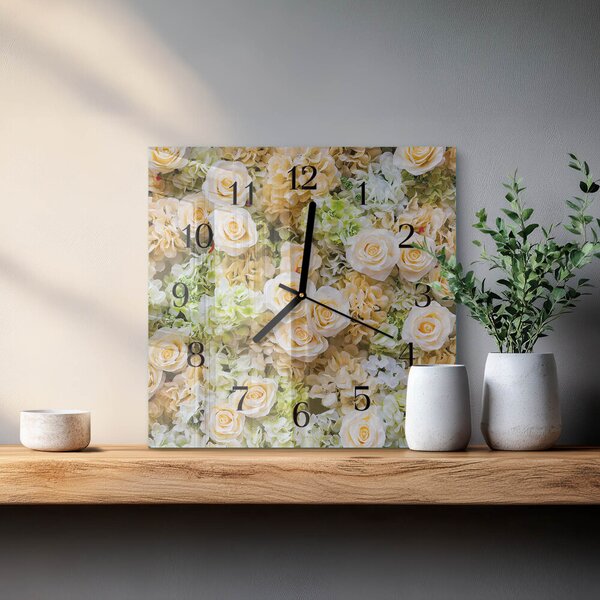 Skleněné hodiny na stěnu Elegantní květiny zskc-30x30-00182411