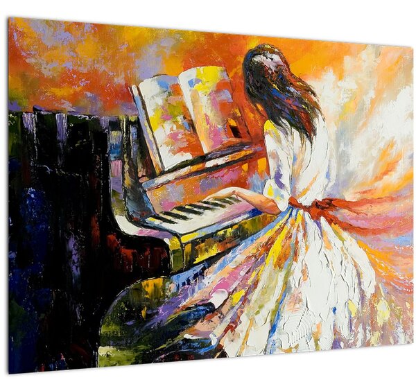 Obraz - Žena hrající na piáno (70x50 cm)