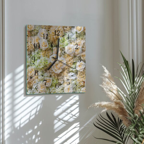 Skleněné hodiny na stěnu Elegantní květiny zskc-30x30-00182411