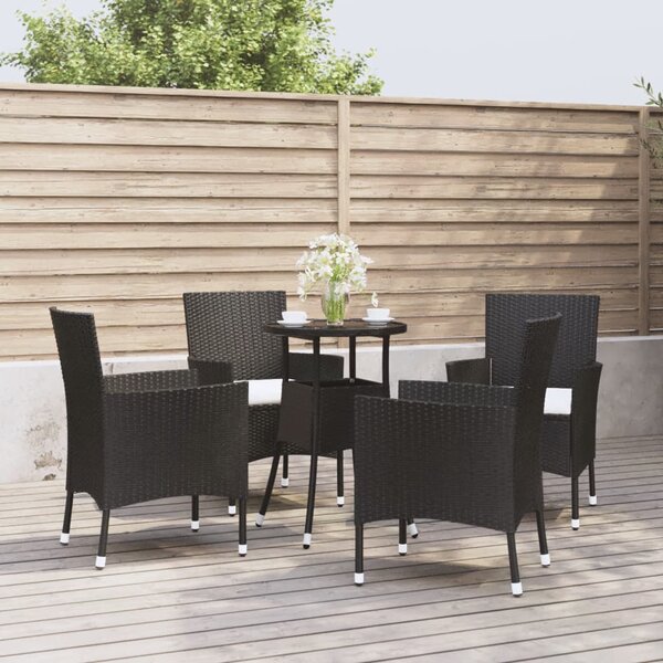 5dílný zahradní bistro set s poduškami černý polyratan 3187415
