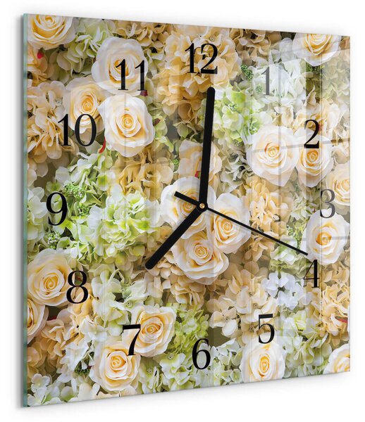 Skleněné hodiny na stěnu Elegantní květiny zskc-30x30-00182411