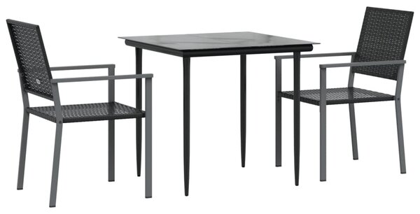 3dílný zahradní jídelní set polyratan a ocel