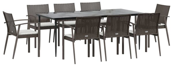9dílný zahradní jídelní set s poduškami polyratan a ocel