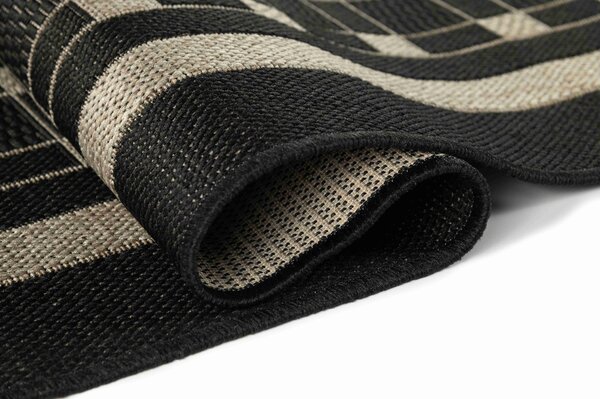 Makro Abra Kusový koberec venkovní Sisal CORDA 1013 1 555 Geometrický tmavě hnědý Rozměr: 60x200 cm