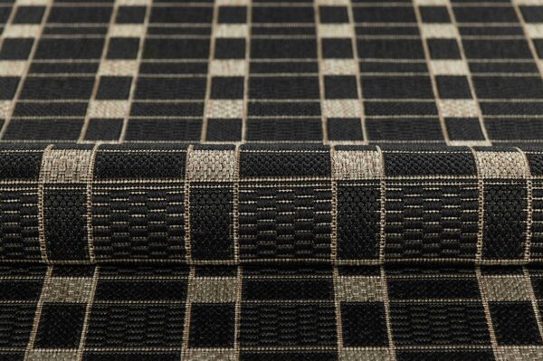 Makro Abra Kusový koberec venkovní Sisal CORDA 1013 1 555 Geometrický tmavě hnědý Rozměr: 60x200 cm