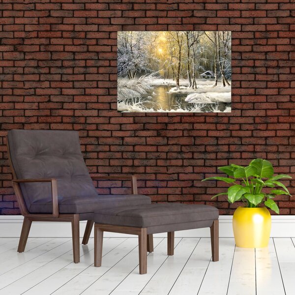 Obraz - Chaloupka v lese, olejomalba (70x50 cm)