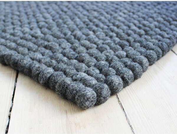 Antracitový kuličkový vlněný koberec Wooldot Ball Rugs, ⌀ 100 x 150 cm