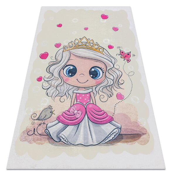 Makro Abra Dětský kusový koberec vhodný k praní BAMBINO 43020 Královna Princezna krémový růžový Rozměr: 80x150 cm