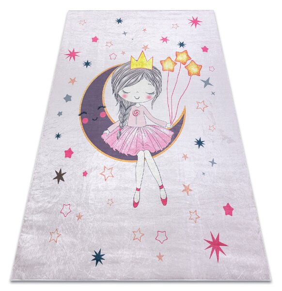 Makro Abra Dětský kusový koberec vhodný k praní BAMBINO 48060 Princezna Měsíc Hvězdy růžový Rozměr: 80x150 cm
