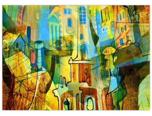 Obraz - Architektura, kubistická abstrakce (70x50 cm)