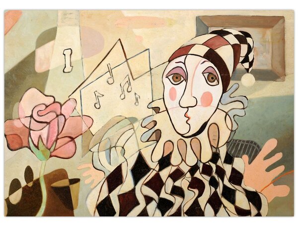 Obraz - Kubismus - harlequin and rose (70x50 cm)