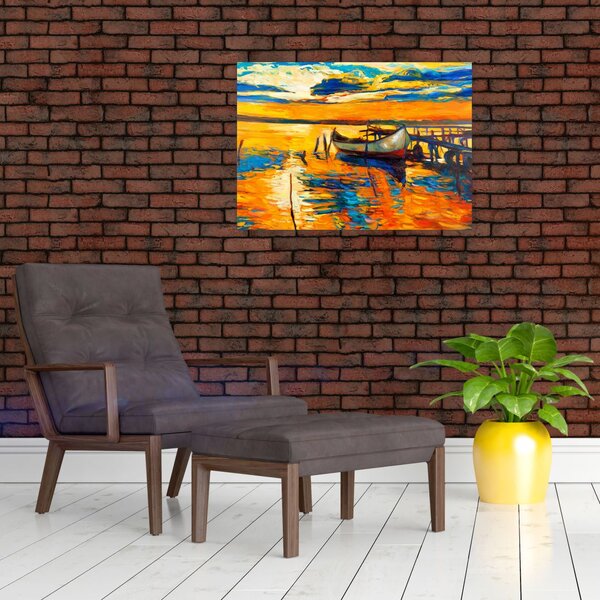 Obraz - Loďka při západu slunce (70x50 cm)