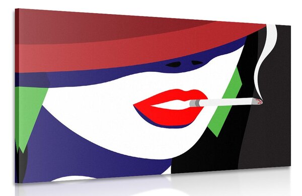 Obraz žena v klobouku v pop art stylu