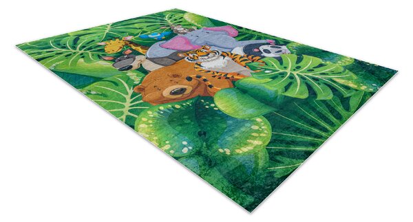 Makro Abra Dětský kusový koberec vhodný k praní BAMBINO 2651 Zvířátka Džungle zelený hnědý Rozměr: 80x150 cm
