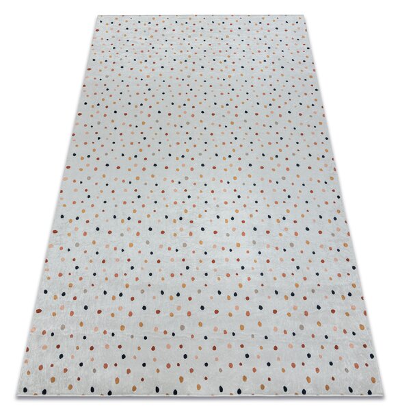 Makro Abra Dětský kusový koberec vhodný k praní BAMBINO 47890Tečky bílý hnědý Rozměr: 80x150 cm