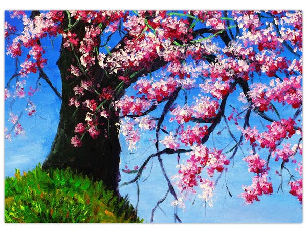 Obraz malované rozkvetlé třešně (70x50 cm)