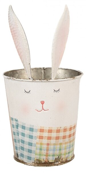 Bílý držák na příbory ve tvaru králíka s ušima – 12x23 cm