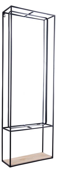 Nástěnný stojan s policí a zrcadlem Glance černý 115 cm Present Time (Barva- černá)