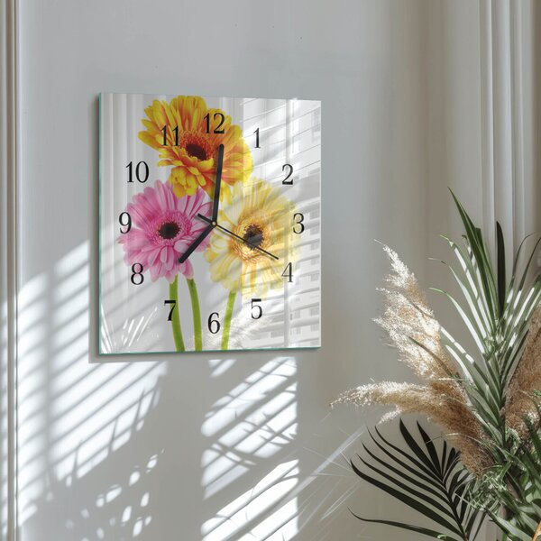 Skleněné hodiny na stěnu Květiny zskc-30x30-00178898