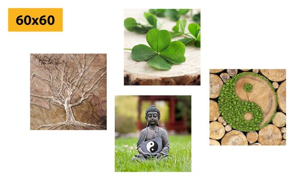 Set obrazů Feng Shui s prvky přírody
