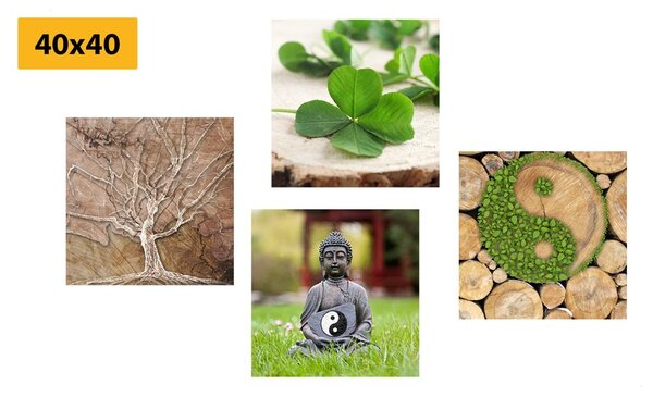 Set obrazů Feng Shui s prvky přírody