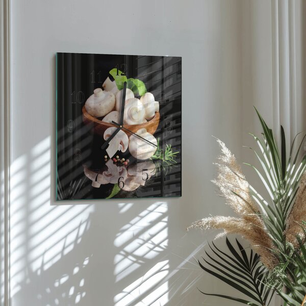 Skleněné hodiny na stěnu Houby zskc-30x30-00183385