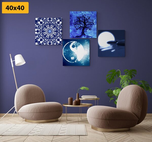Set obrazů Feng Shui v modrém provedení