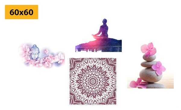 Set obrazů Feng Shui v růžovém provedení
