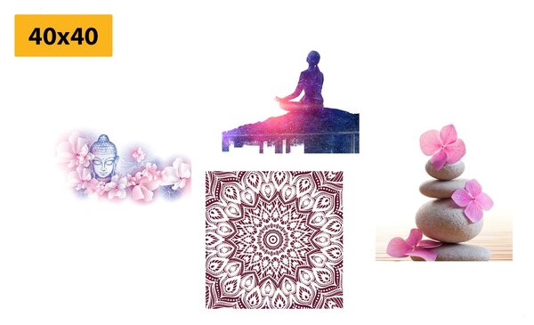 Set obrazů Feng Shui v růžovém provedení
