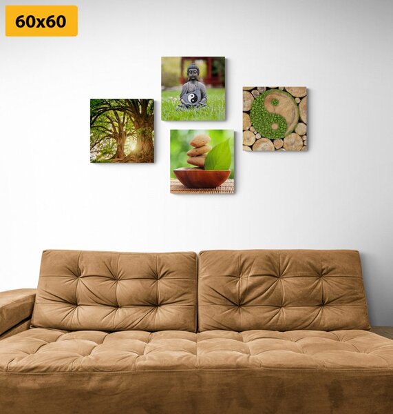 Set obrazů Feng Shui v zeleném provedení