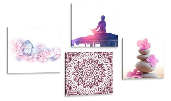 Set obrazů Feng Shui v růžovém provedení