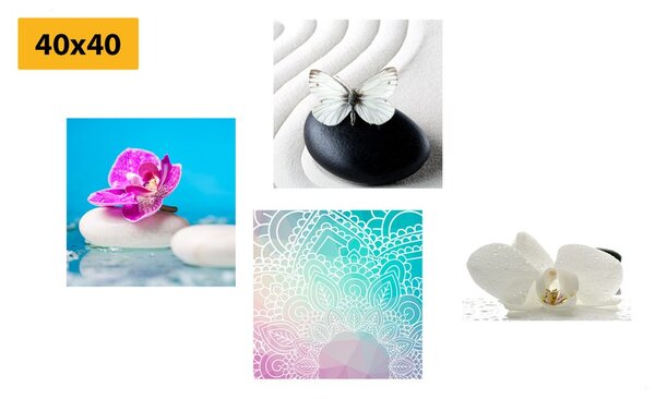 Set obrazů Feng Shui v zajímavé barevné kombinaci