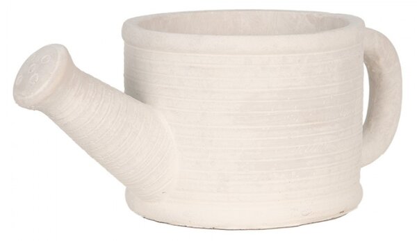 Šedý cementový obal na květináč ve tvaru konve – 27x15x11 cm