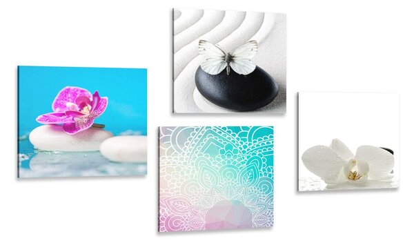 Set obrazů Feng Shui v zajímavé barevné kombinaci