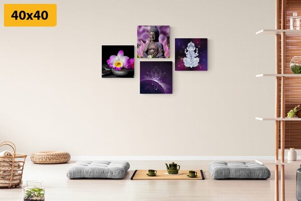 Set obrazů Feng Shui ve fialovém provedení