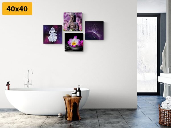 Set obrazů Feng Shui ve fialovém provedení